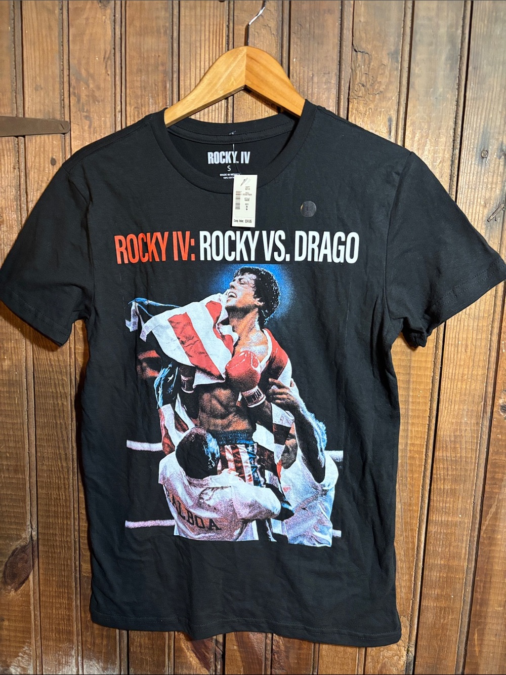 Rocky IV Rocky vs. Drago Graphic Tee - Black with Red & White Print
